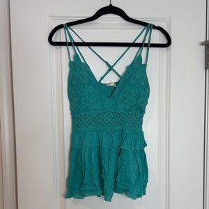 LA MIEL Turquoise Lace Top